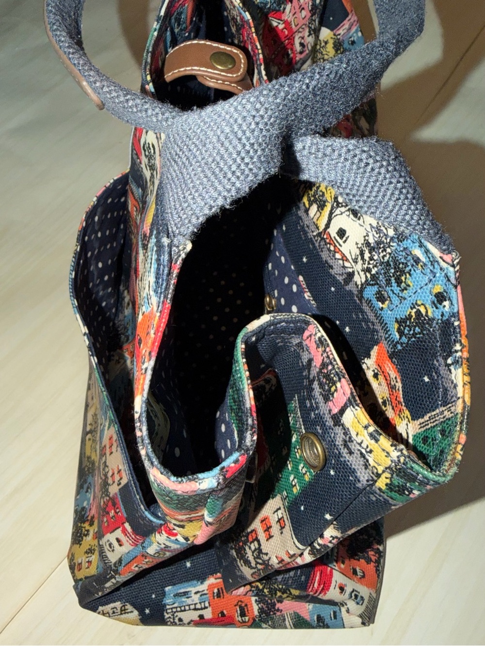 Cath Kidston Navy Multicolor Cityscape Print Tote - Picture 7 of 9
